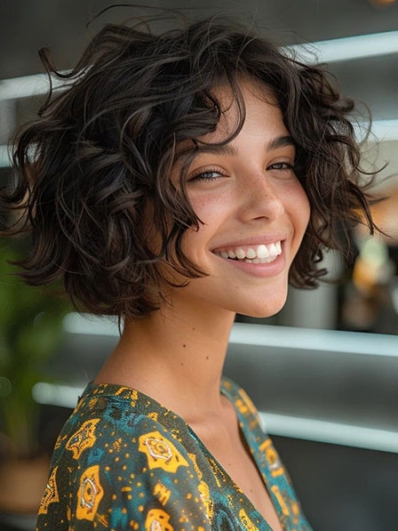 Women's Curly Brown Synthetic Hair Lace Front Wigs