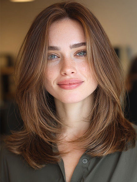 Layered Synthetic Hair Wigs Without Bangs