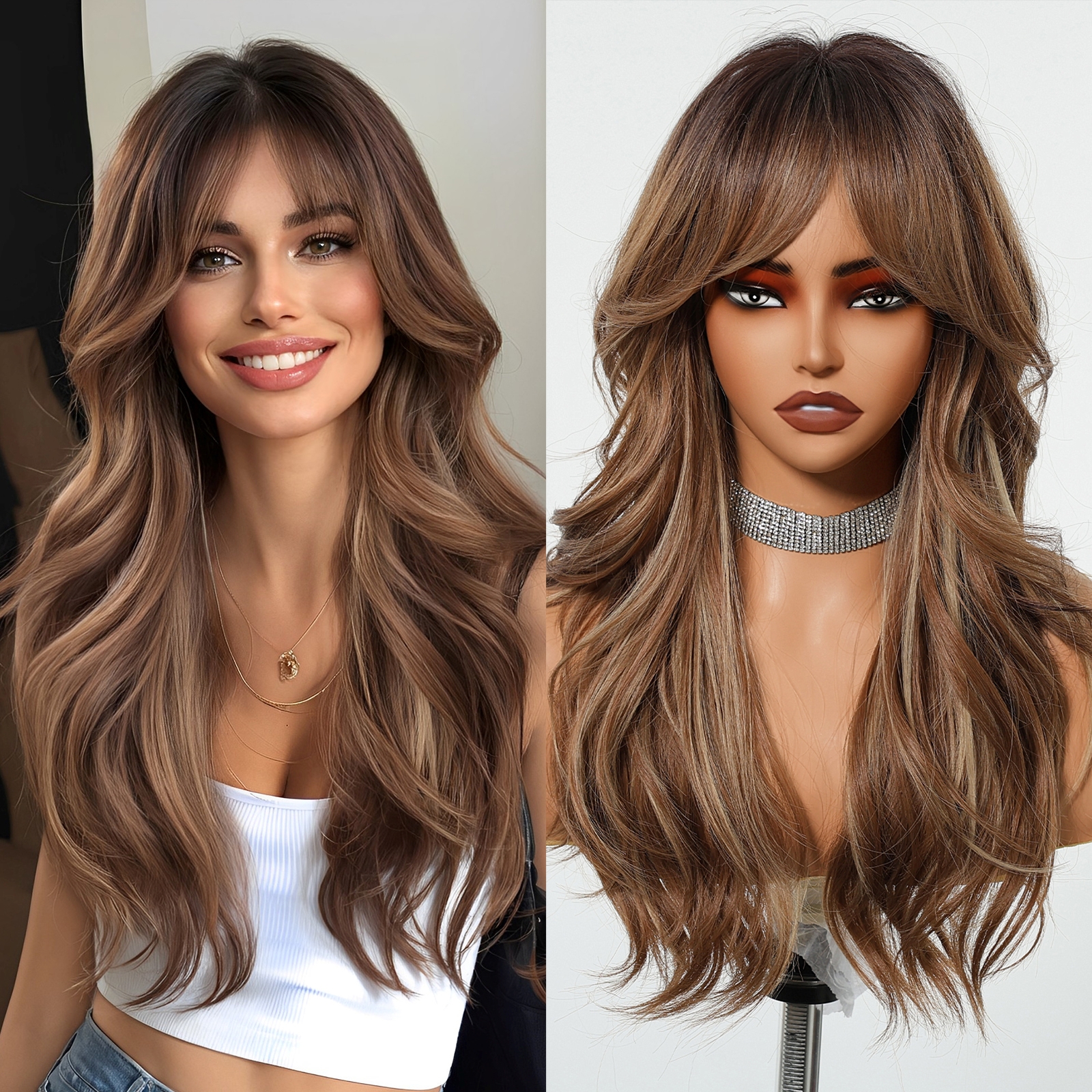 Lace Front Brown Synthetic Hair Wigs for Everyday