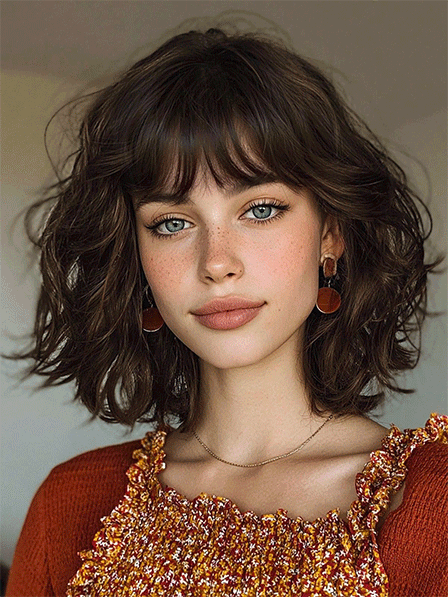 Wavy Synthetic Lace Front Mono Top Hair Wigs with Bangs 2026