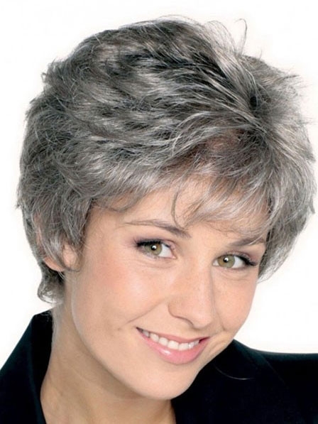 Short Pixie High Quality Human Hair Grey Wigs