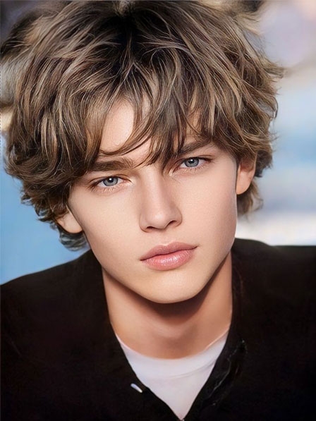 Men's Brown Lace Front Human Hair Wigs Casual Style