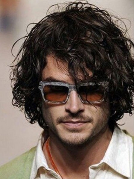 Messy Style Wavy 100% Human Hair Men's Wigs