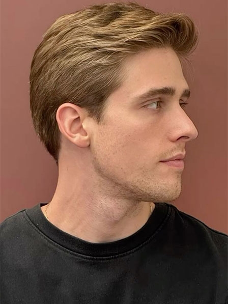 Male Pixie Cut Straight Light Brown Lace Front Wigs
