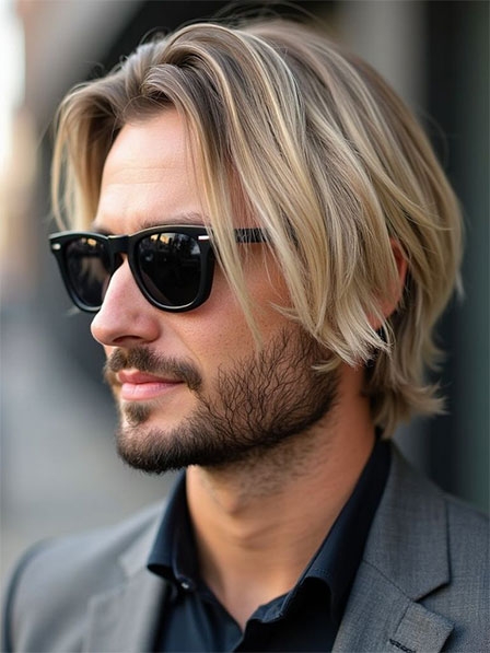 Cool Men's Ombre Color Real Hair Wigs Natural Look
