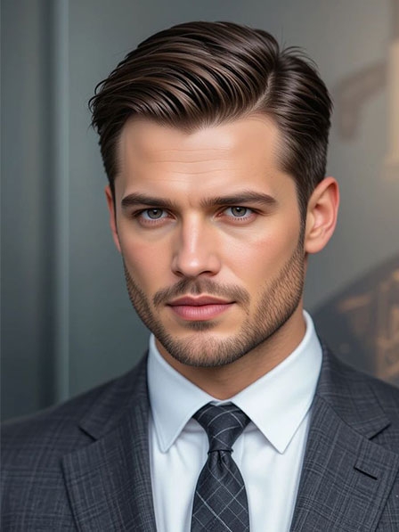 Gentry Straight Brown Short Real Hair Wigs For Men