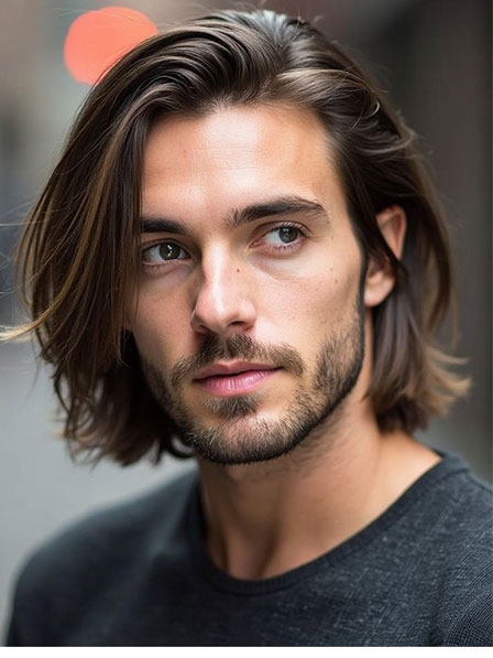 Medium Length Wavy Men's Human Hair Wigs Lace Front