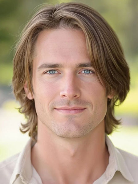 Men's Chin Length Wavy Side Parted Human Hair Wigs