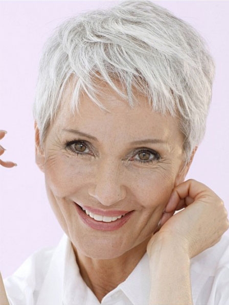 Older Ladies Pixie Cut Grey Hair Wig