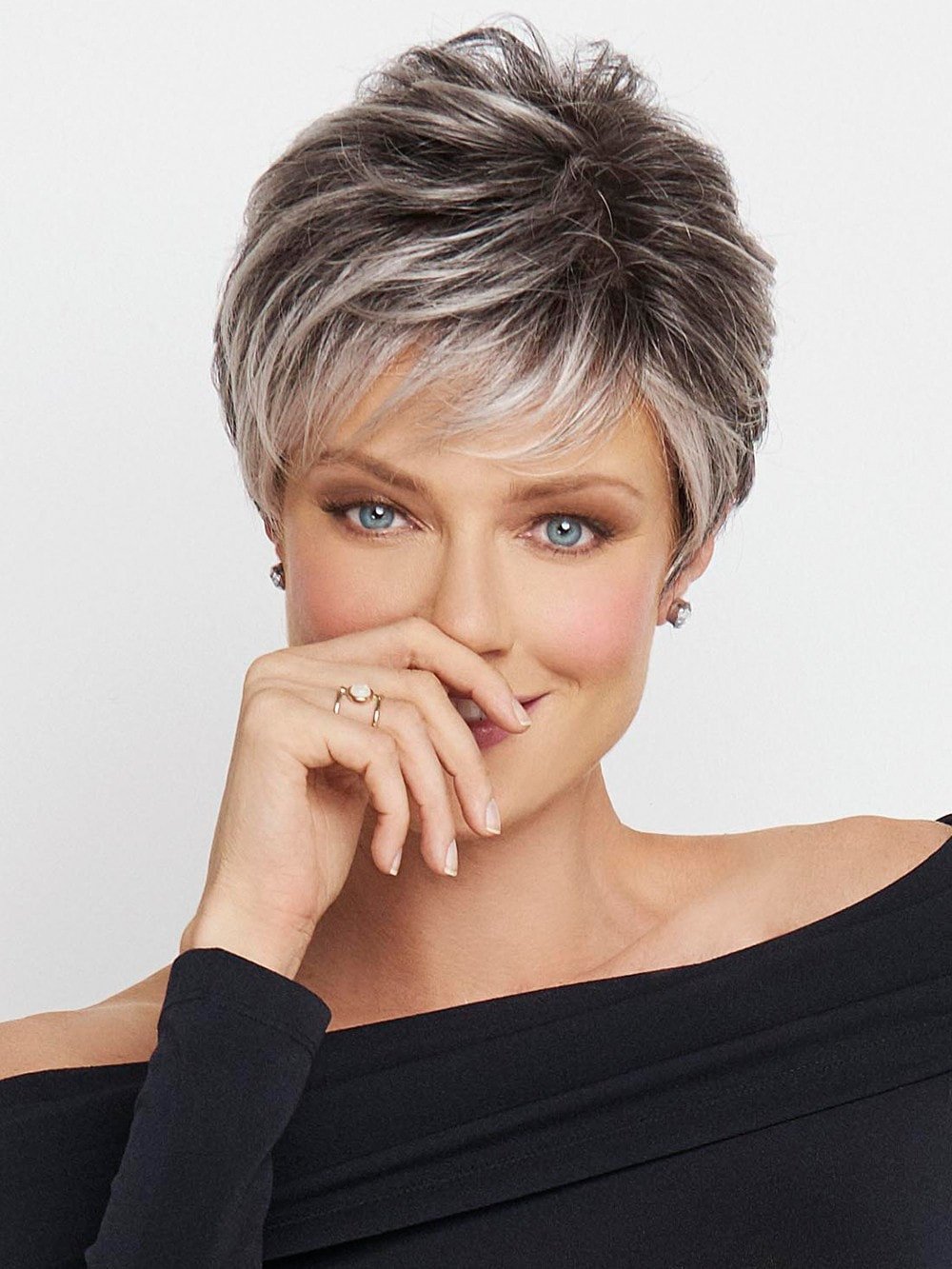 Trendy Short Boycut Grey Hair Wigs