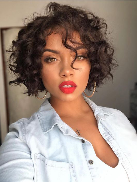 Messy chin-length curly women capless wigs
