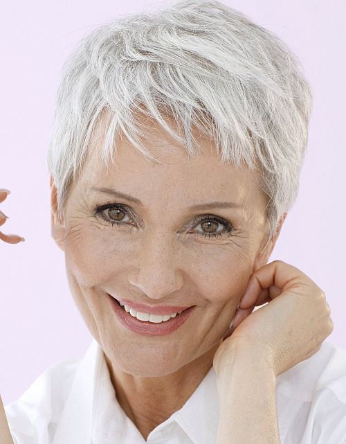 Ladies Pixie Cut Grey Hair Wig