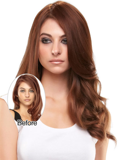 Wavy Auburn 100% Human Hair Mono Hair Pieces