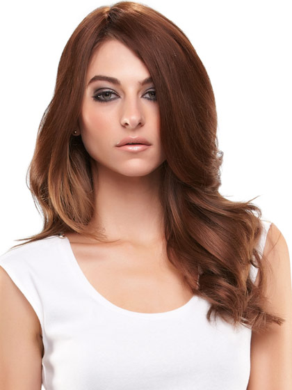 Wavy Auburn 100% Human Hair Mono Hair Pieces