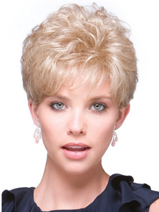 Curly Blonde Human Hair Mono Hair Pieces