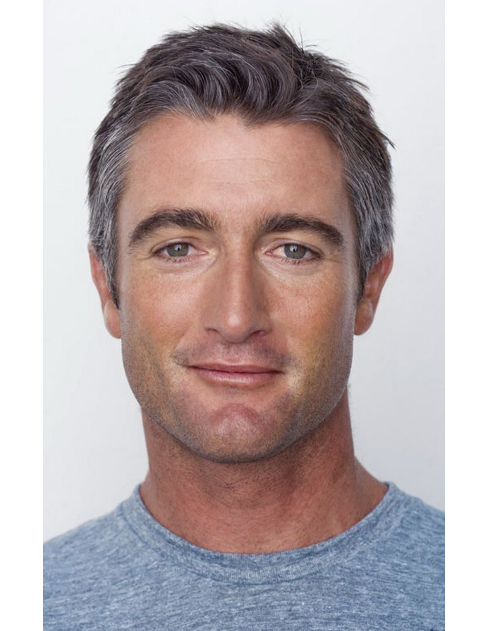 Short Men's Capless Grey Hair Wigs