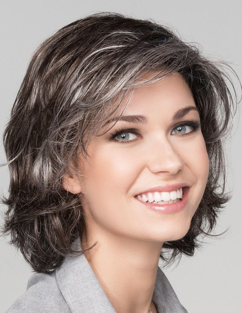 Shoulder Length Salt And Pepper Ladies Wig