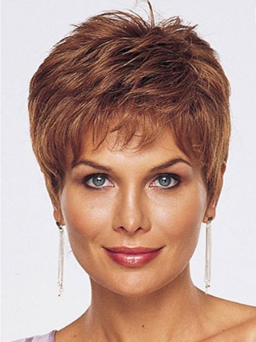 Boycuts Human Hair Auburn Lace Front Women Monofilament Wig