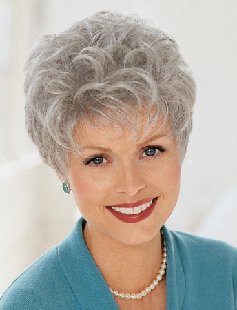 Cropped Grey Curly Hair Wig For Seniors