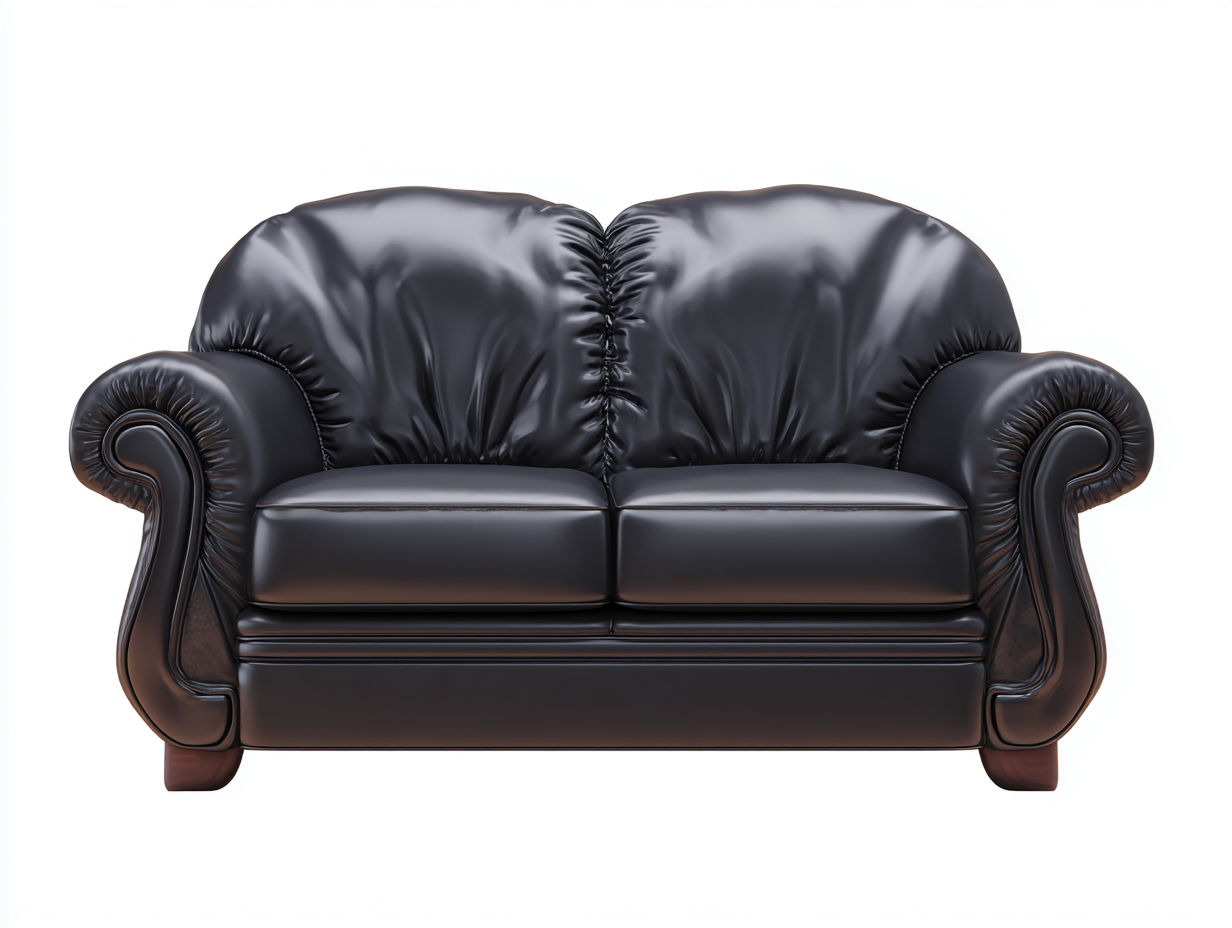 2 Seater Sofa Leather Upholstered 185x95x90 cm - Black - Classic Design-Nestupio
