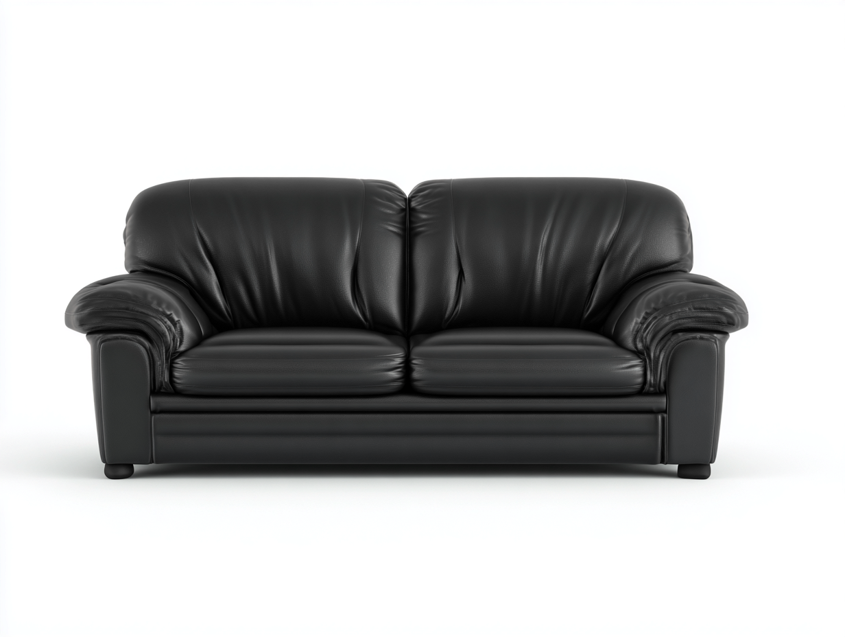 2 Seater Sofa upholstered leather 175x90x90 cm - black - classic living room design-Nestupio
