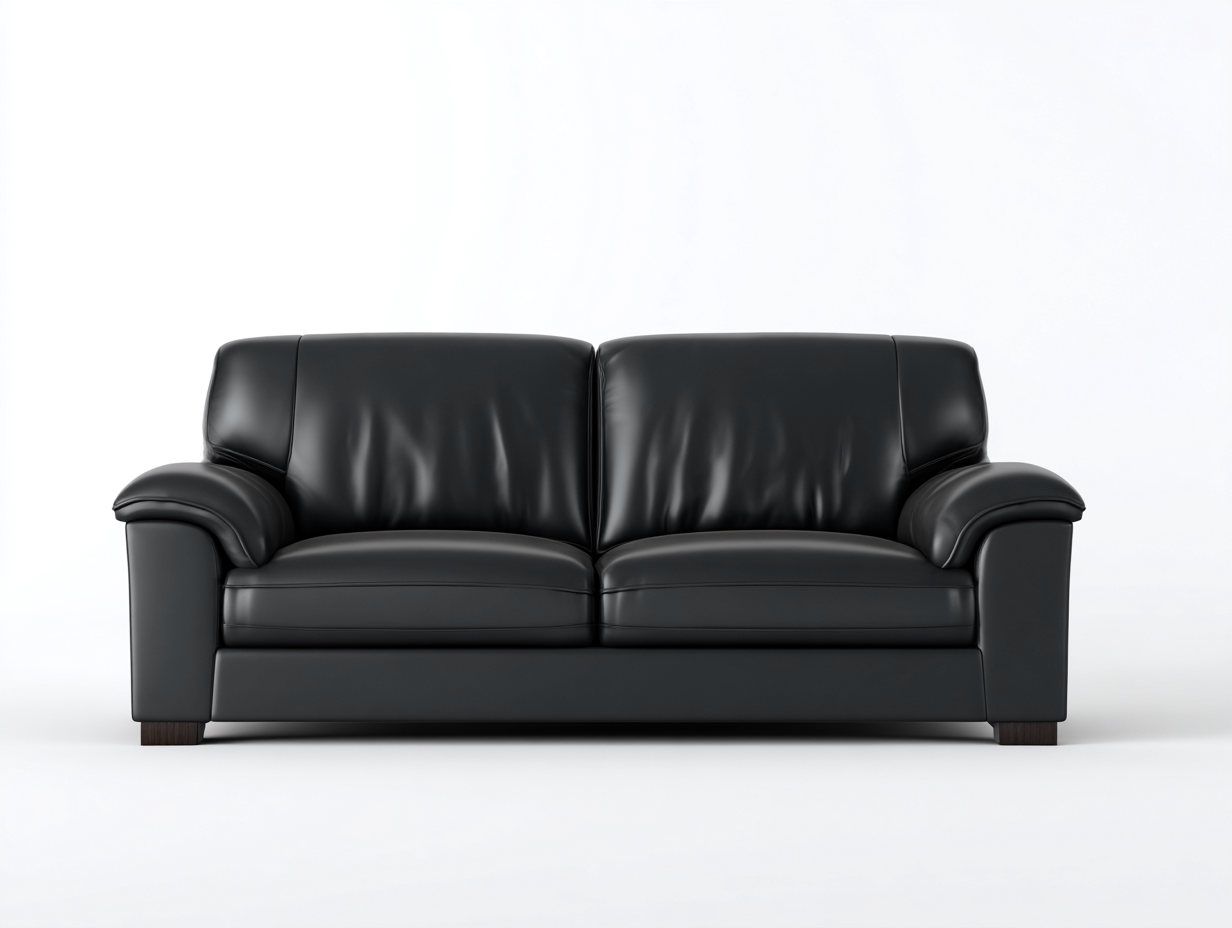 2 Seater Sofa Leather Upholstered 190x95x90 cm - Black - Modern Design-Nestupio