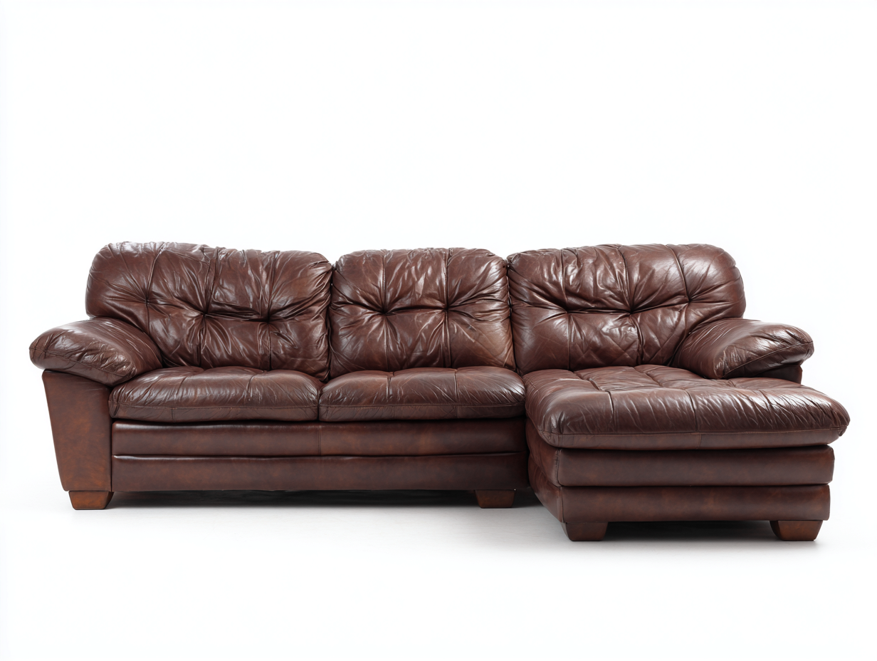 Corner Sofa Leather Upholstered Sofa 260x170x90 cm - Brown - Classic Design-Nestupio
