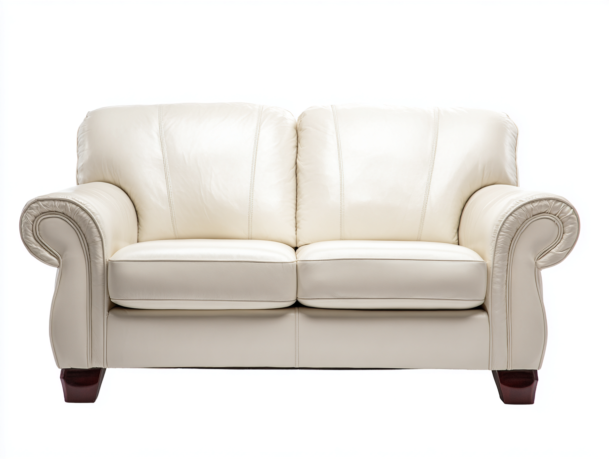 2 Seater Sofa Leather Upholstered Sofa 160x90x85 cm - Cream - Classic Design-Nestupio