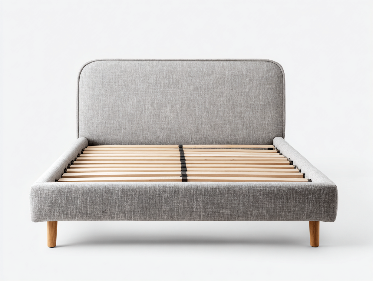 Double Bed upholstered fabric frame 210x160x95 cm - light grey - modern bedroom design-Nestupio