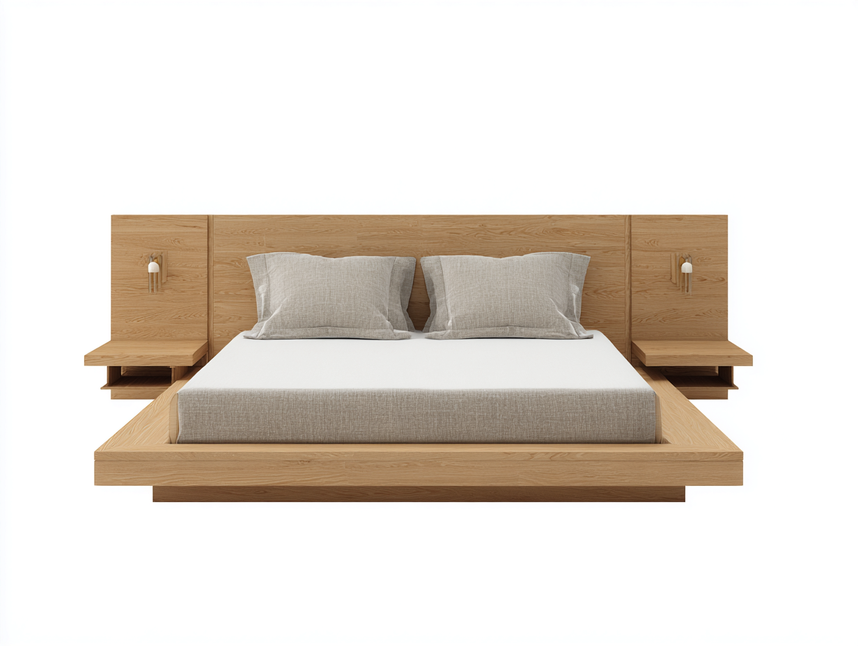 Double Beds Solid Wood Platform Bed Frame 200x160x95 cm - Natural Wood - Modern Minimalist Design-Nestupio