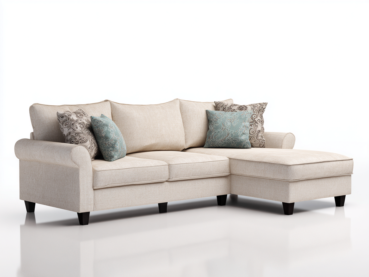 Corner Sofa Fabric Upholstered Sofa 255x165x90 cm - Beige - Modern Design-Nestupio