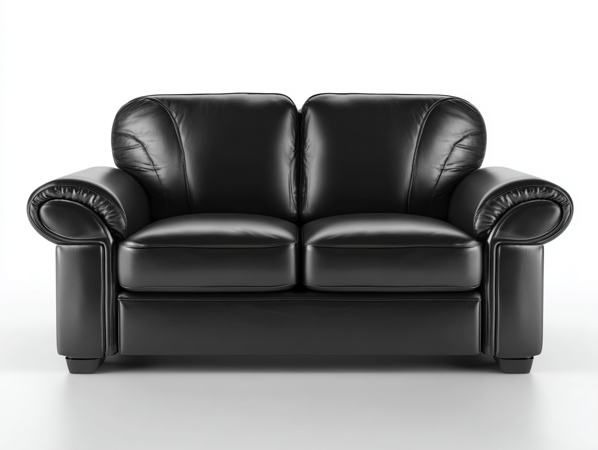 2 Seater Sofa Upholstered Leather Sofa 175x90x85 cm - Black - Classic Comfort Design-Nestupio