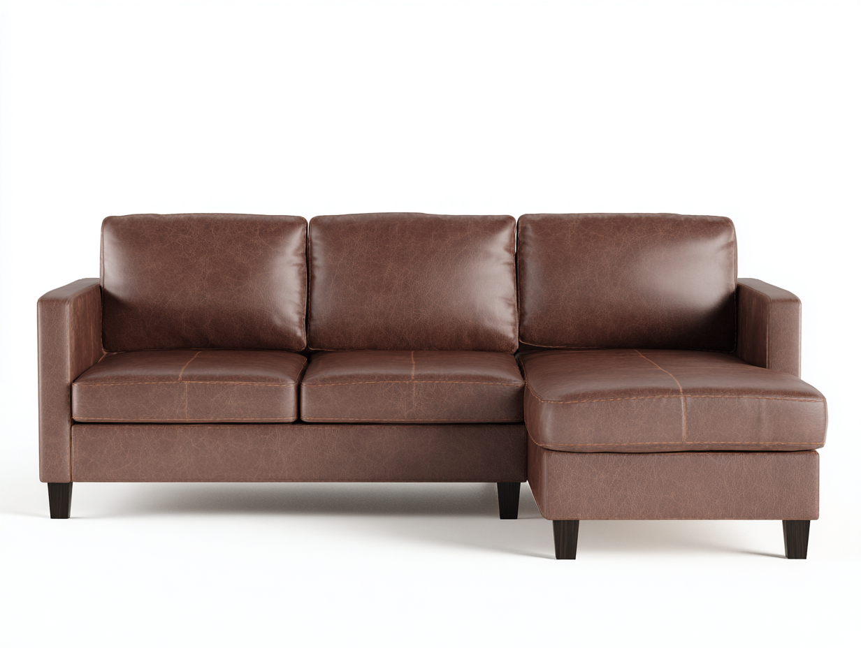 Corner Sofa Upholstered Leather Corner Sofa 260x160x85 cm - Brown - Modern Comfort Design-Nestupio