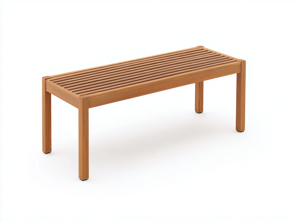 Outdoor Bench solid wood slatted seat 140x40x45 cm - natural wood - outdoor garden seating-Luxegopad