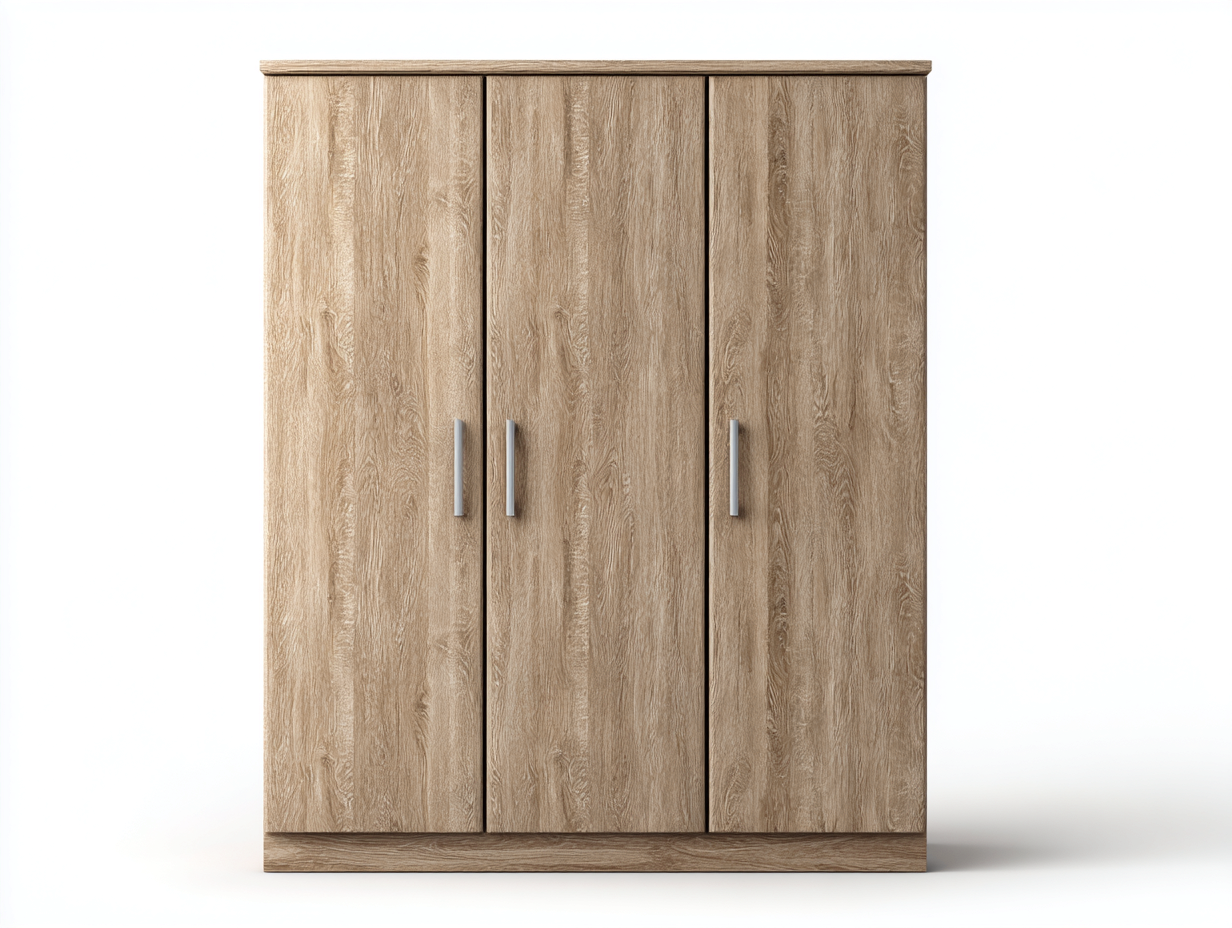 3 Door Wardrobe Wooden Storage Cabinet 180x55x200 cm - Brown - Modern Bedroom Design-luxemymart