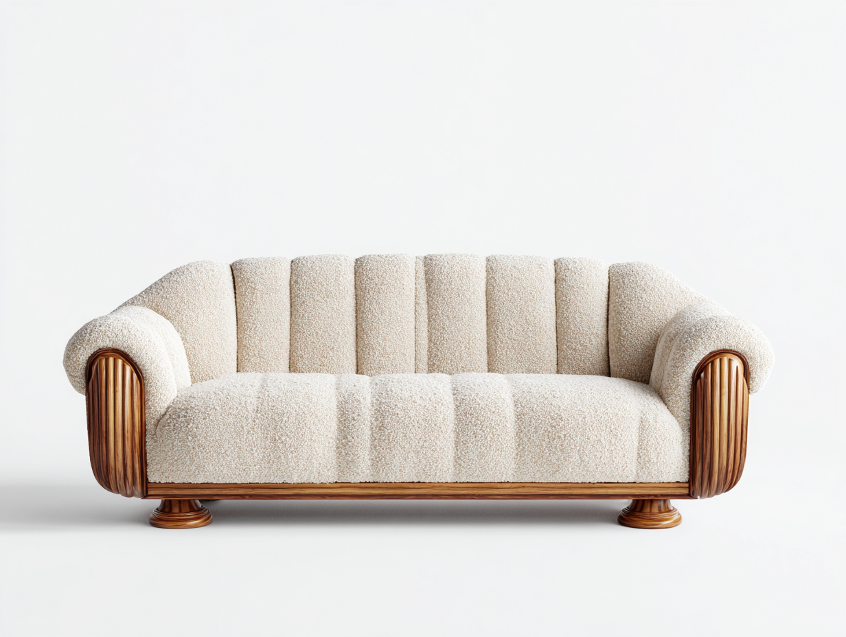 2 Seater Sofa - Fabric Upholstery and Solid Wood 175x85x80 cm - Beige-Brown - Classic Living Room Design-luxemymart