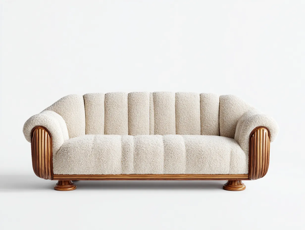 2 Seater Sofa - Fabric Upholstery and Solid Wood 175x85x80 cm - Beige-Brown - Classic Living Room Design-Luxegopad