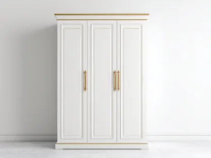 3 Door Wardrobes engineered wood 180x60x200 cm - white gold - classic storage design-Luxegopad