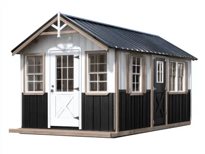 Garden Sheds - wood-metal - 240x180x220 cm - white-black-natural - outdoor storage design-Luxegopad