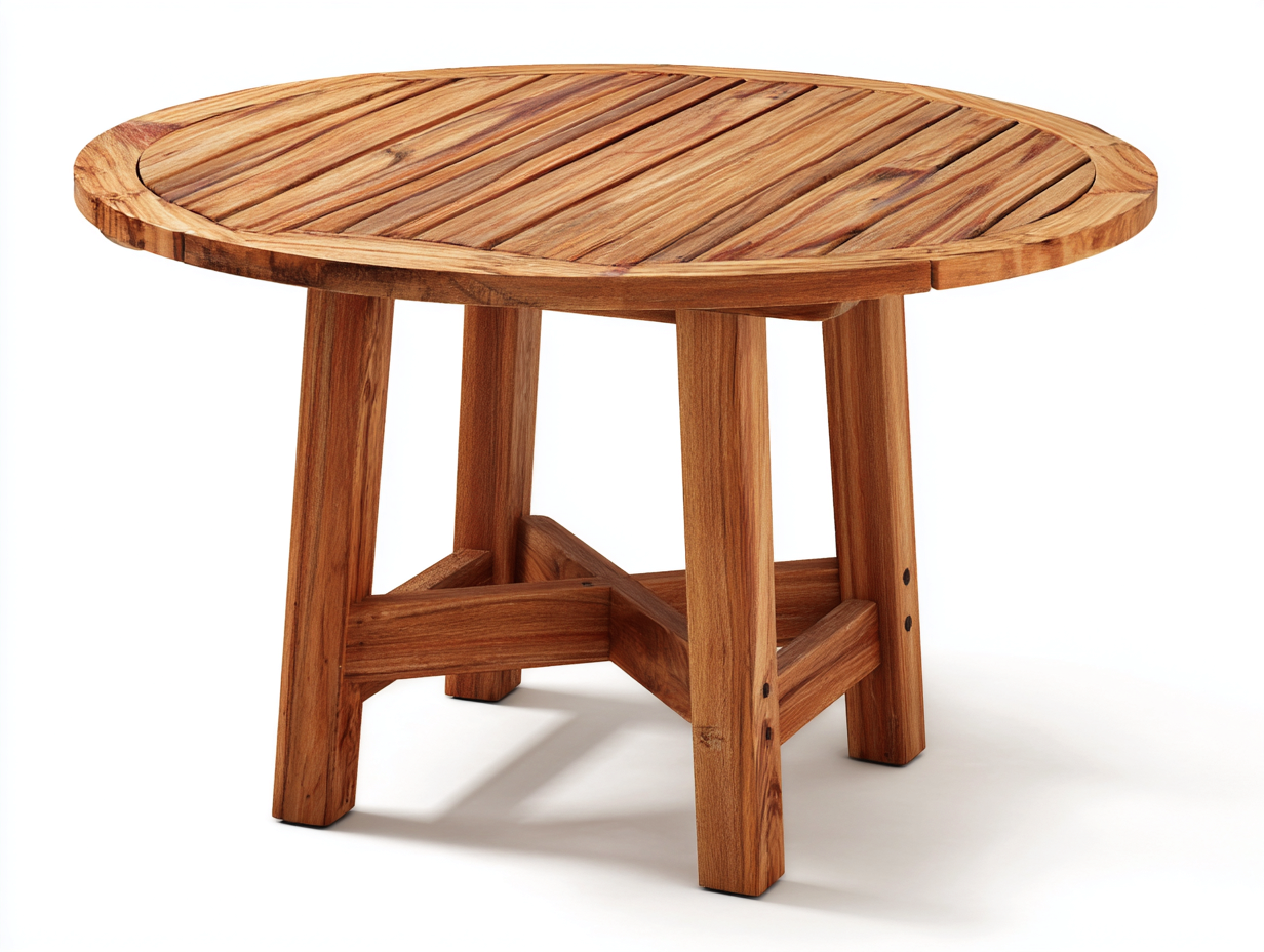 Garden Table solid wood 90x90x75 cm - natural wood - outdoor round dining table-luxemymart