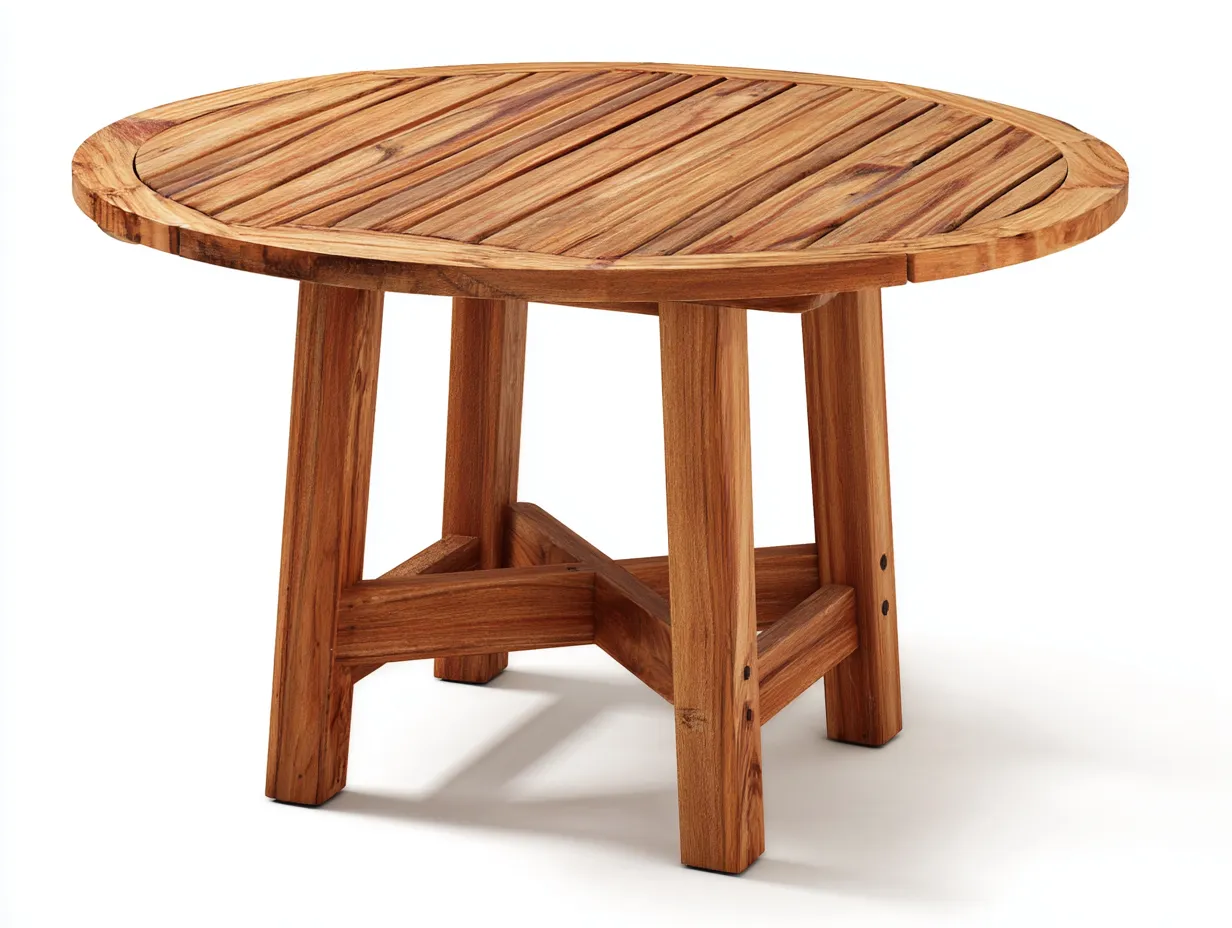 Garden Table solid wood 90x90x75 cm - natural wood - outdoor round dining table-Luxegopad