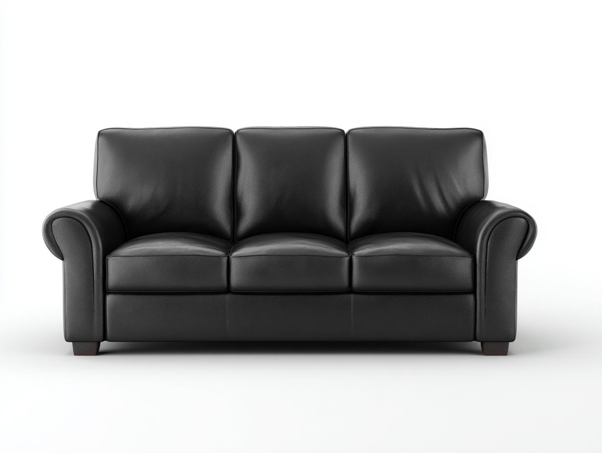 3 Seater Sofas - Leather Upholstery 210x95x85 cm - Black - Classic Living Room Design-Luxegopad