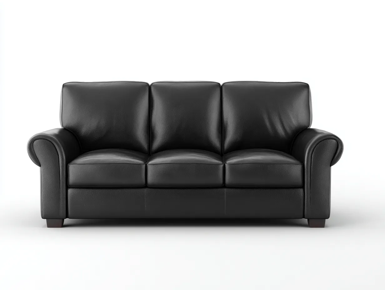 3 Seater Sofas - Leather Upholstery 210x95x85 cm - Black - Classic Living Room Design-Luxegopad