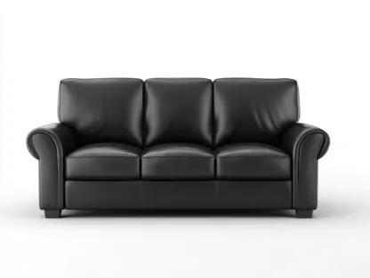 3 Seater Sofas - Leather Upholstery 210x95x85 cm - Black - Classic Living Room Design-Luxegopad