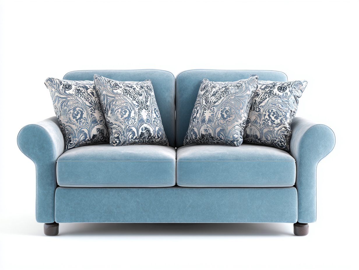 2 Seater Sofa - fabric-wood - 155x90x88 cm - light blue - classic living room design-Luxegopad