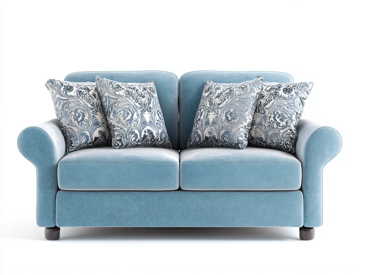 2 Seater Sofa - fabric-wood - 155x90x88 cm - light blue - classic living room design-Luxegopad
