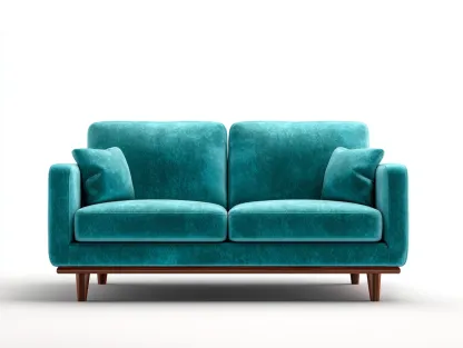 2 Seater Sofa - Fabric Upholstery and Solid Wood 170x88x82 cm - Blue-Teal - Modern Living Room Design-Luxegopad