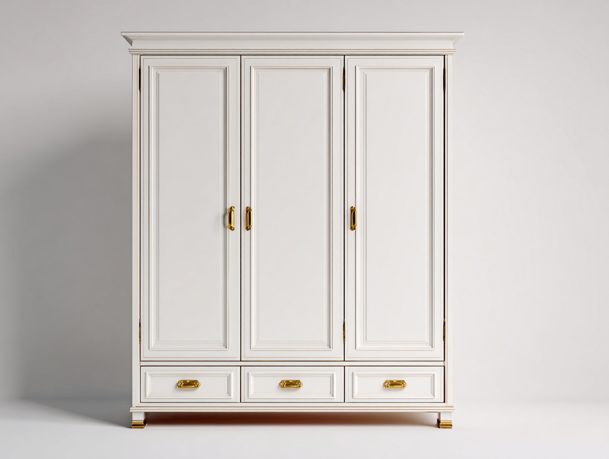3 Door Wardrobes Classic Wooden Cabinet 180x60x210 cm - White - Elegant Bedroom Design-luxemymart