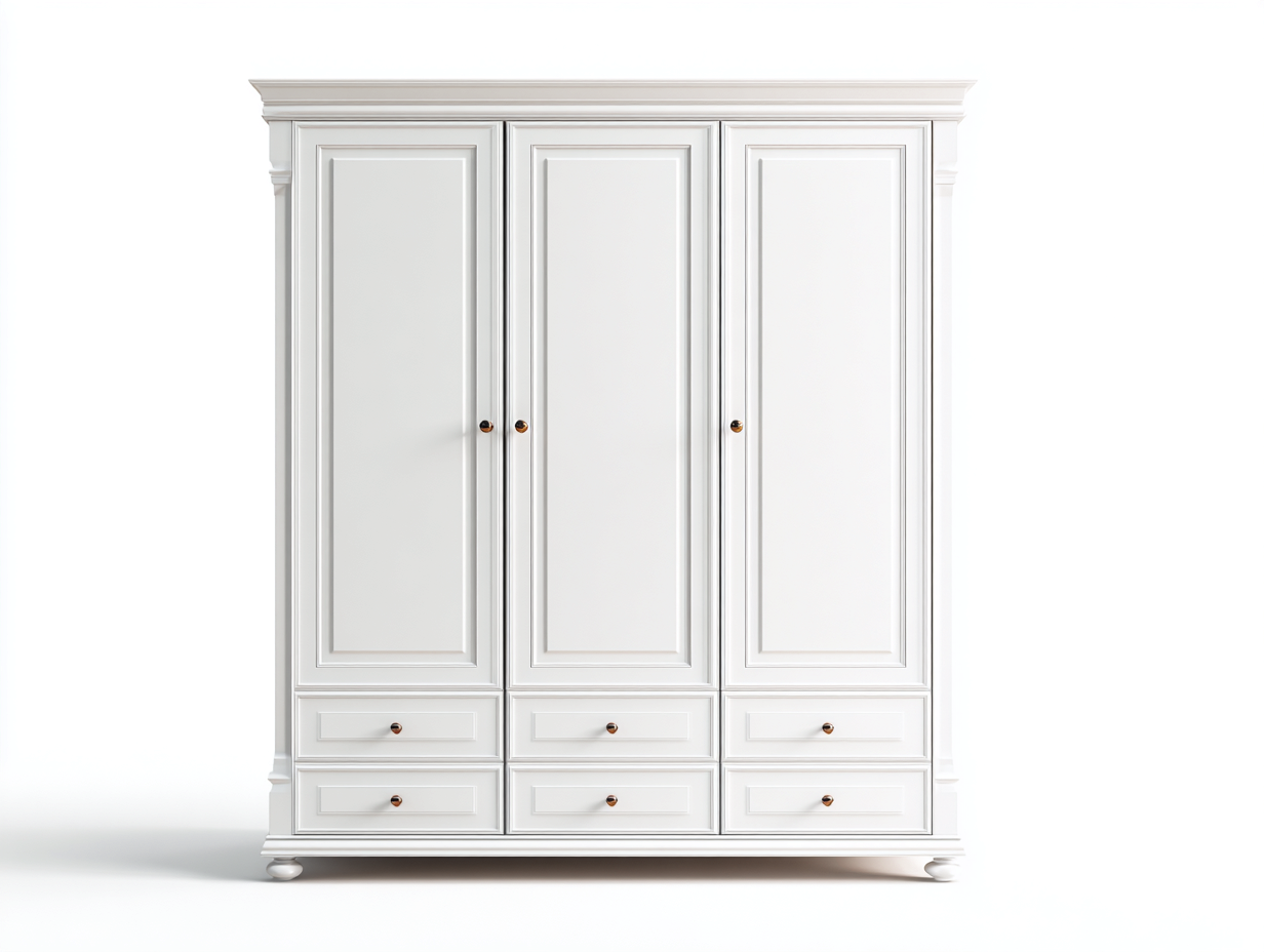 Wardrobes Classic Wooden Cabinet 180x60x210 cm - White - Elegant Storage Design-luxemymart