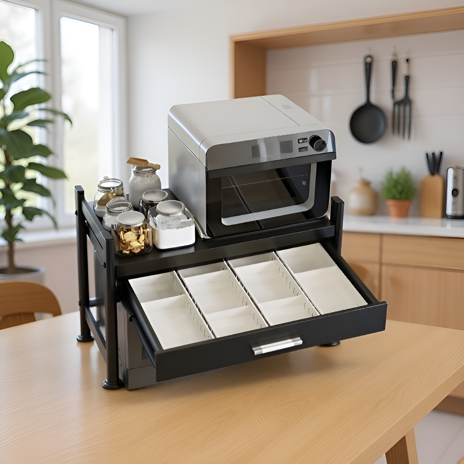 ชั้นวางของบนเคาน์เตอร์ครัวใช้งานง่าย